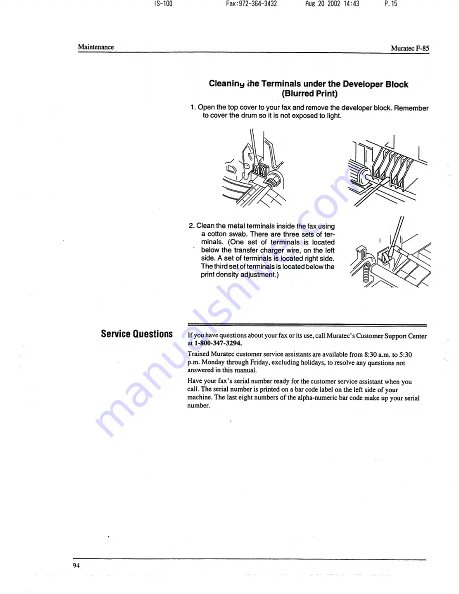 Muratec F-85 Operating Instructions Manual Download Page 95