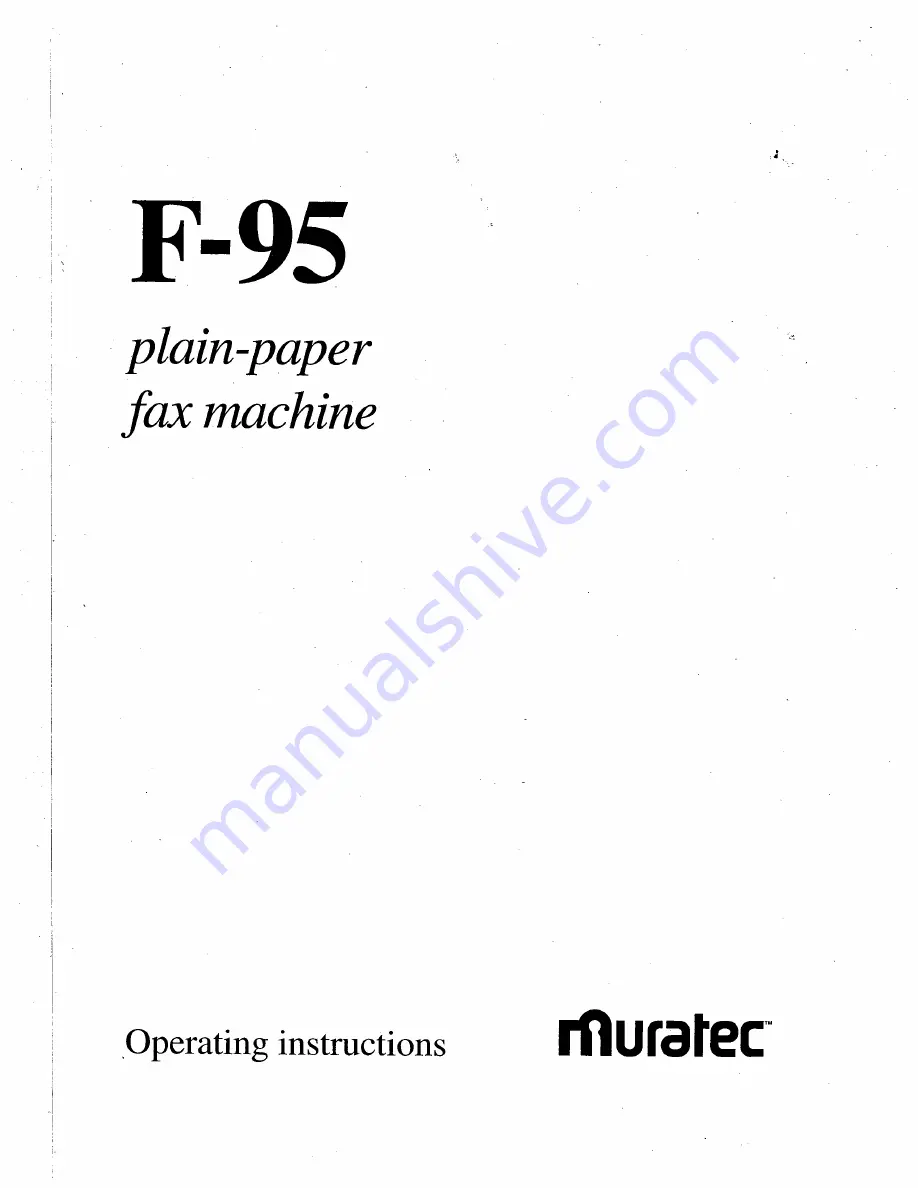 Muratec F-95 Operating Instructions Manual Download Page 2