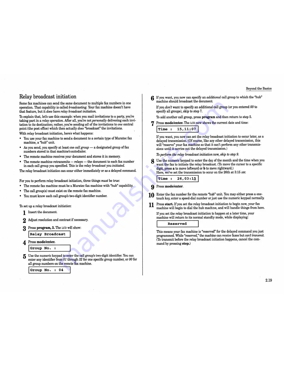 Muratec IMAGEMATE Operating Instructions Manual Download Page 46