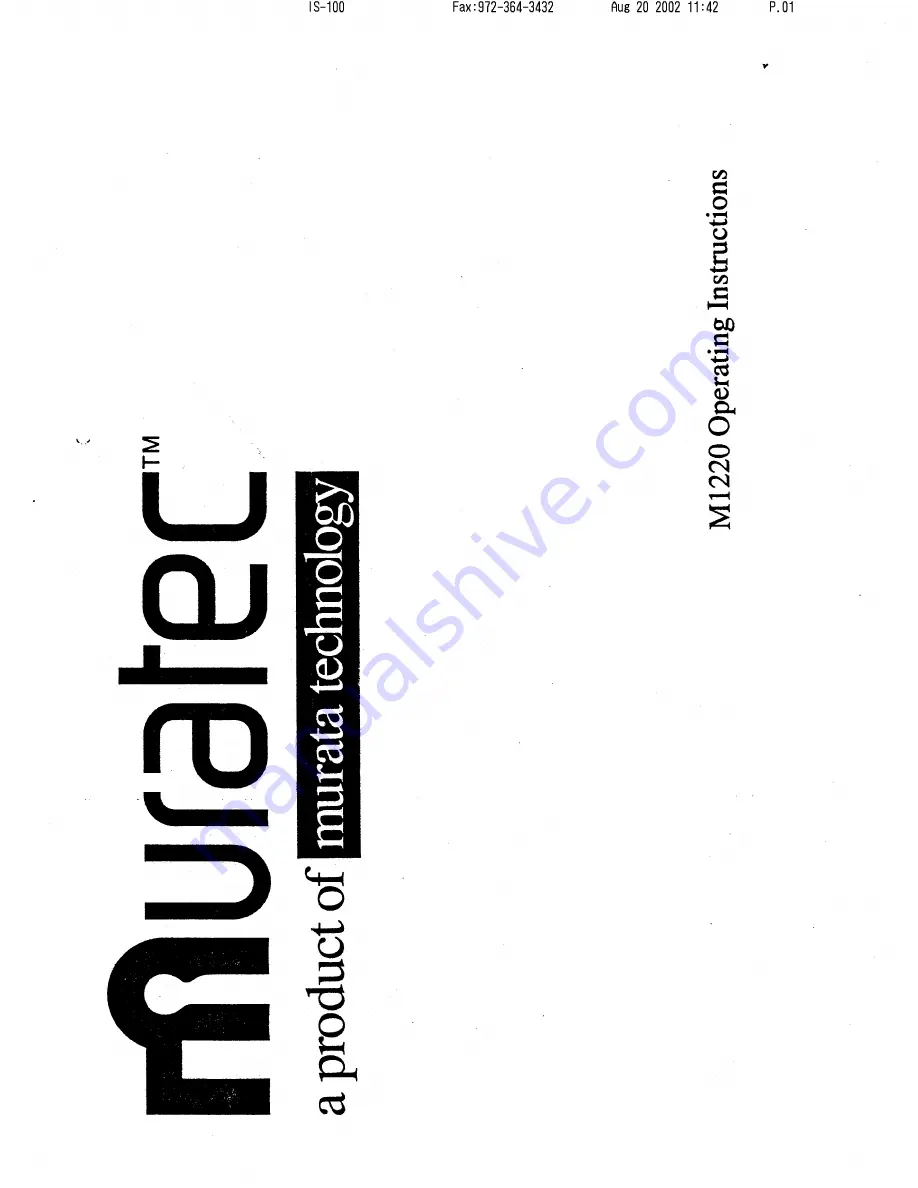 Muratec M-1220 Operating Instructions Manual Download Page 1