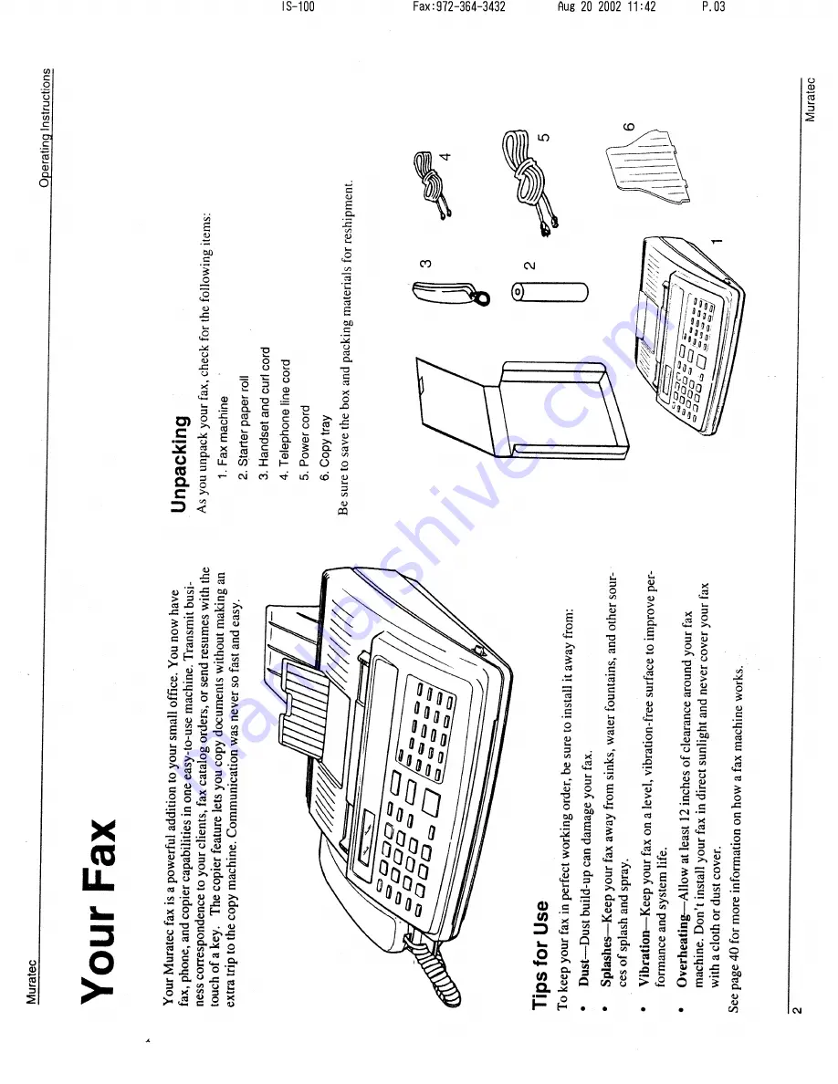 Muratec M-1220 Operating Instructions Manual Download Page 3