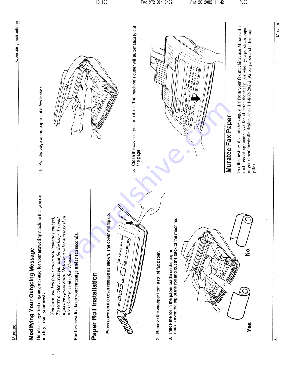 Muratec M-1220 Operating Instructions Manual Download Page 9