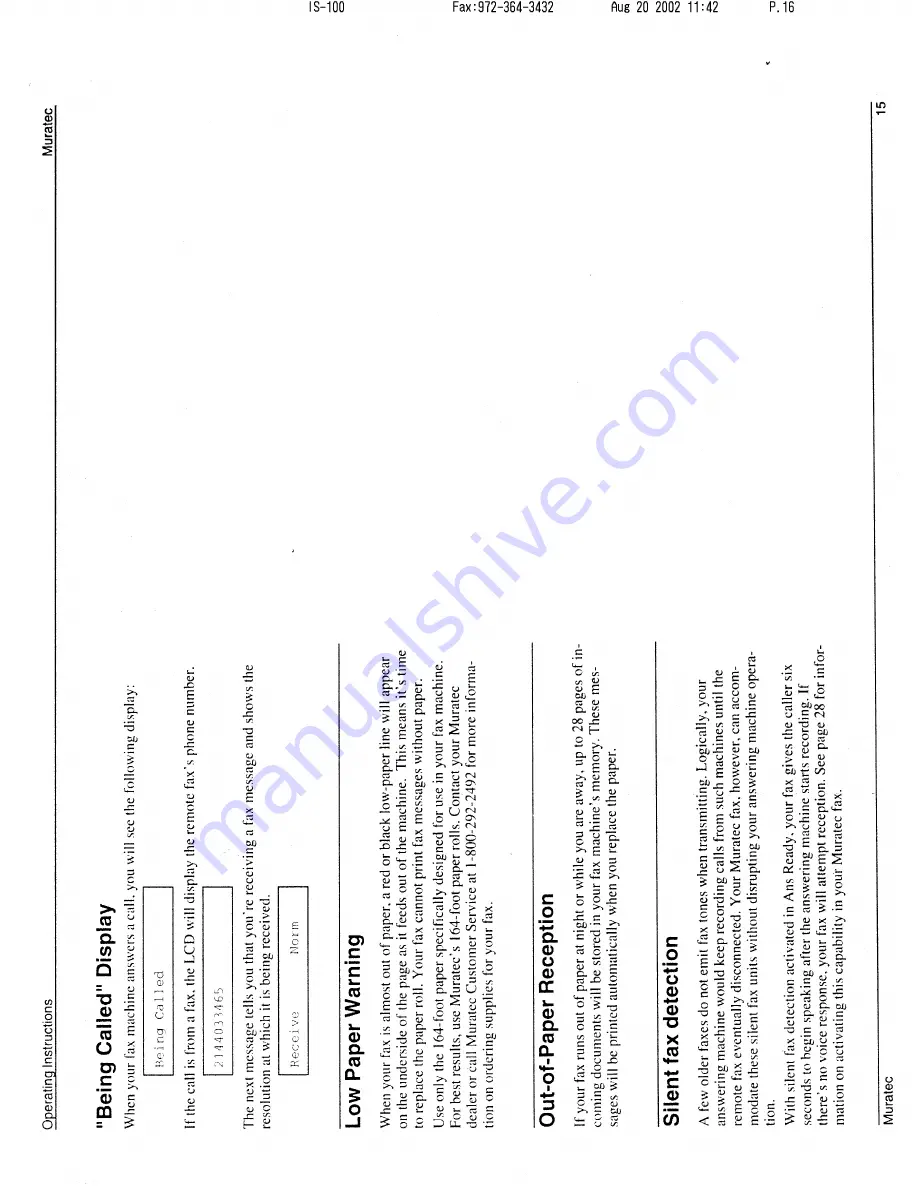 Muratec M-1220 Operating Instructions Manual Download Page 16