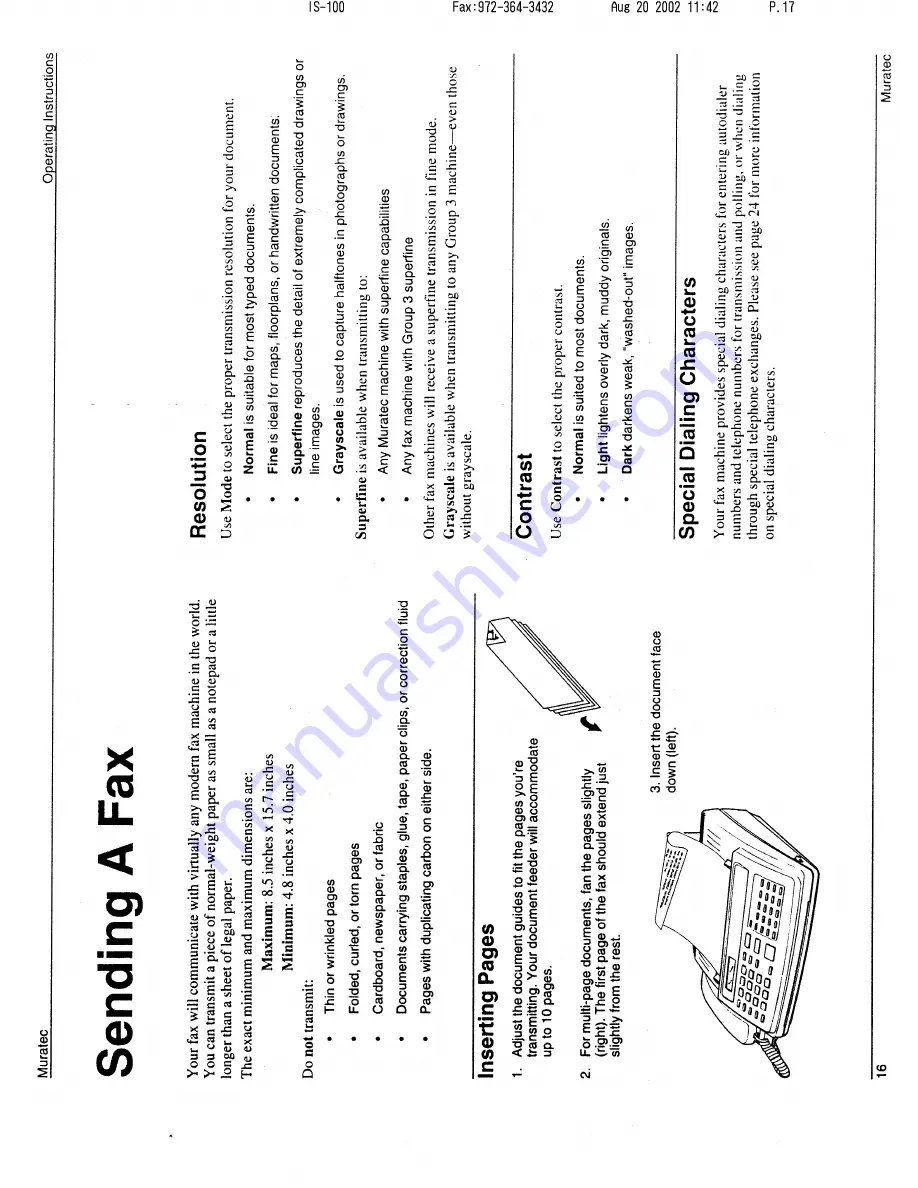 Muratec M-1220 Operating Instructions Manual Download Page 17