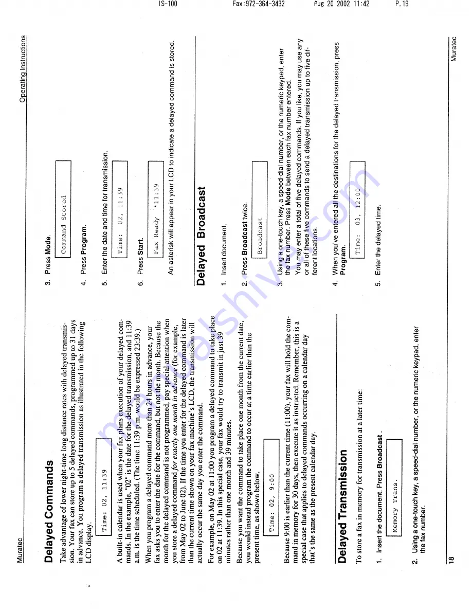 Muratec M-1220 Operating Instructions Manual Download Page 19