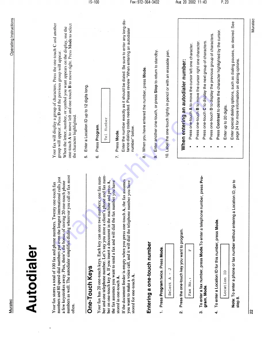 Muratec M-1220 Operating Instructions Manual Download Page 23