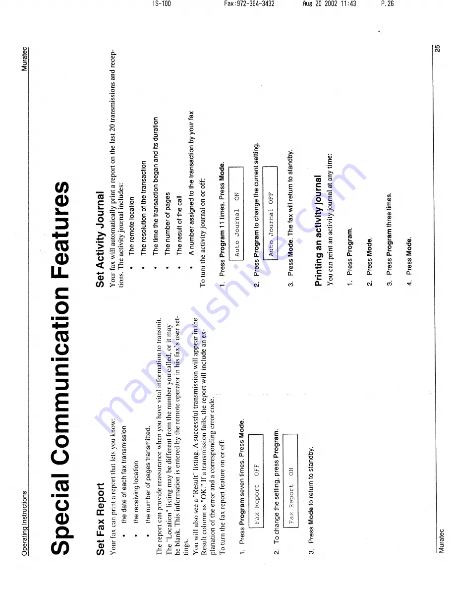 Muratec M-1220 Operating Instructions Manual Download Page 26