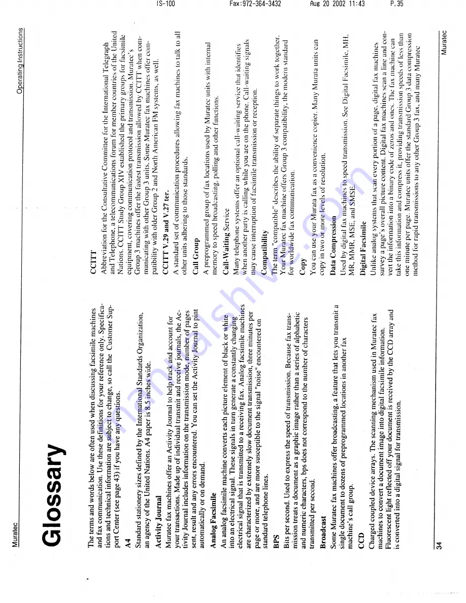 Muratec M-1220 Operating Instructions Manual Download Page 35