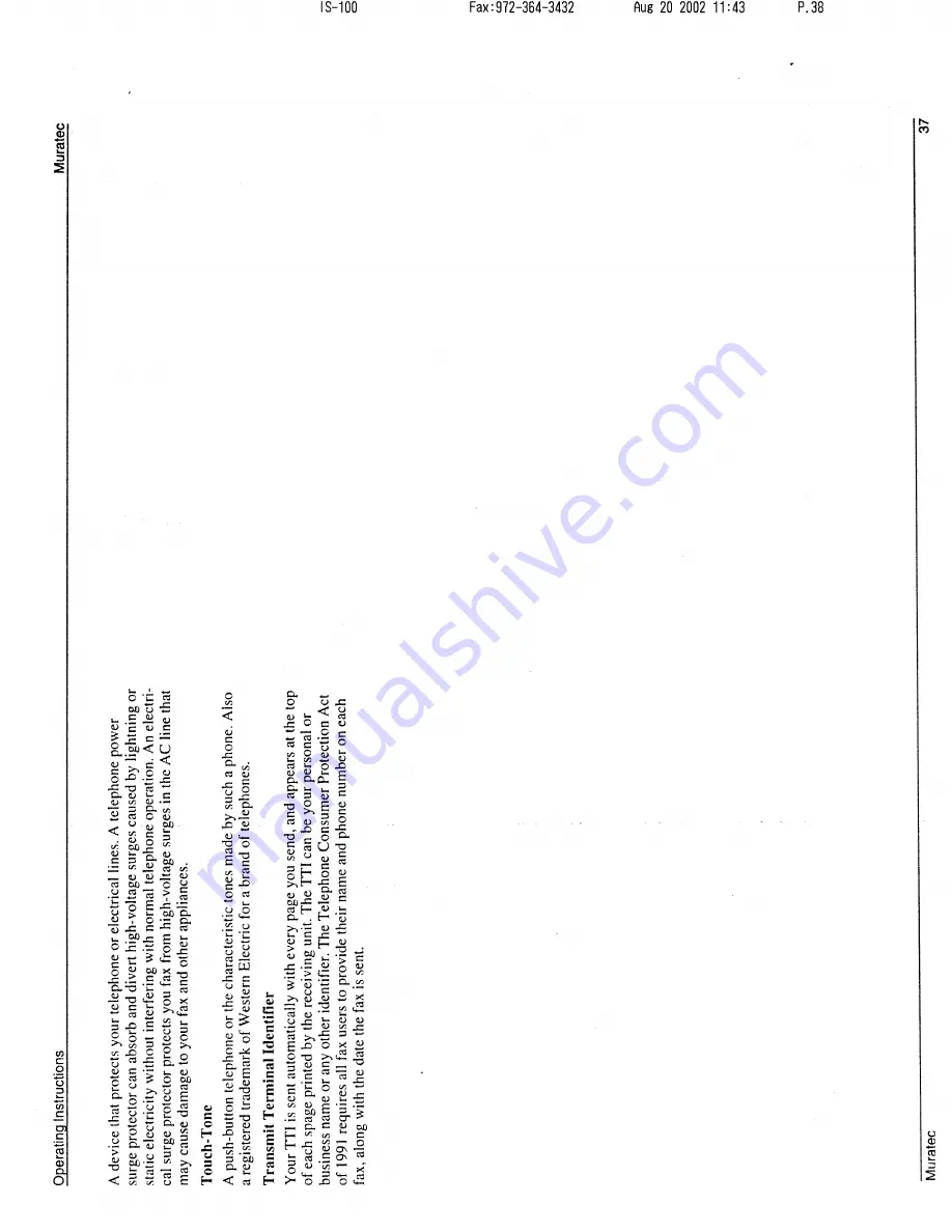 Muratec M-1220 Operating Instructions Manual Download Page 38