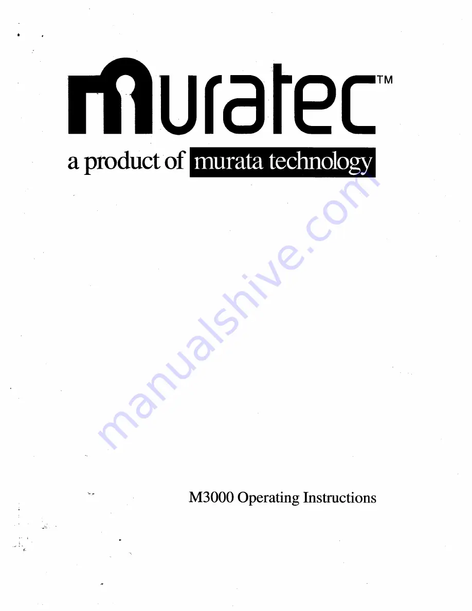 Muratec M-3000 Operating Instructions Manual Download Page 1