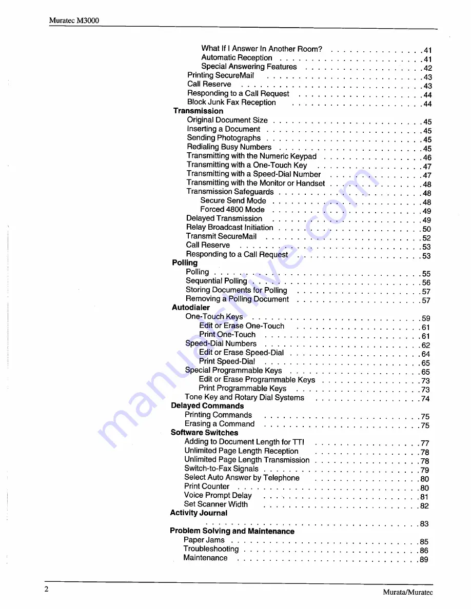 Muratec M-3000 Operating Instructions Manual Download Page 4