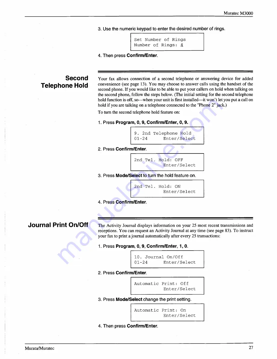 Muratec M-3000 Operating Instructions Manual Download Page 25