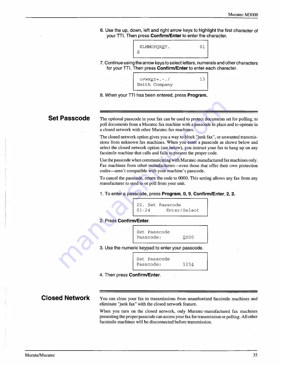 Muratec M-3000 Operating Instructions Manual Download Page 33