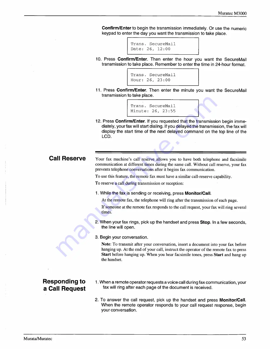 Muratec M-3000 Operating Instructions Manual Download Page 51