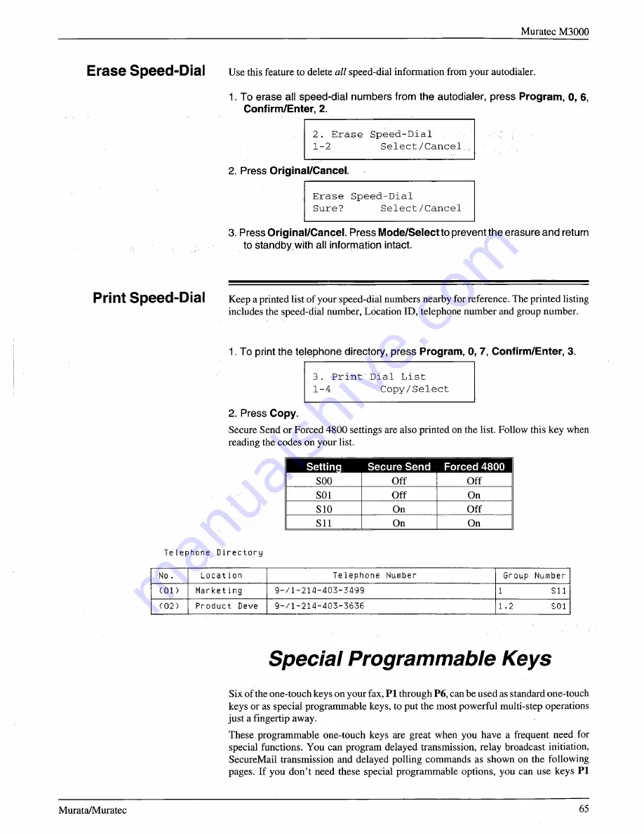 Muratec M-3000 Operating Instructions Manual Download Page 63