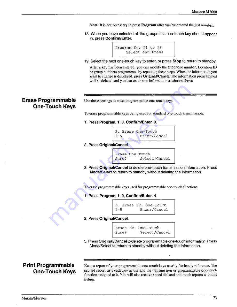 Muratec M-3000 Operating Instructions Manual Download Page 71