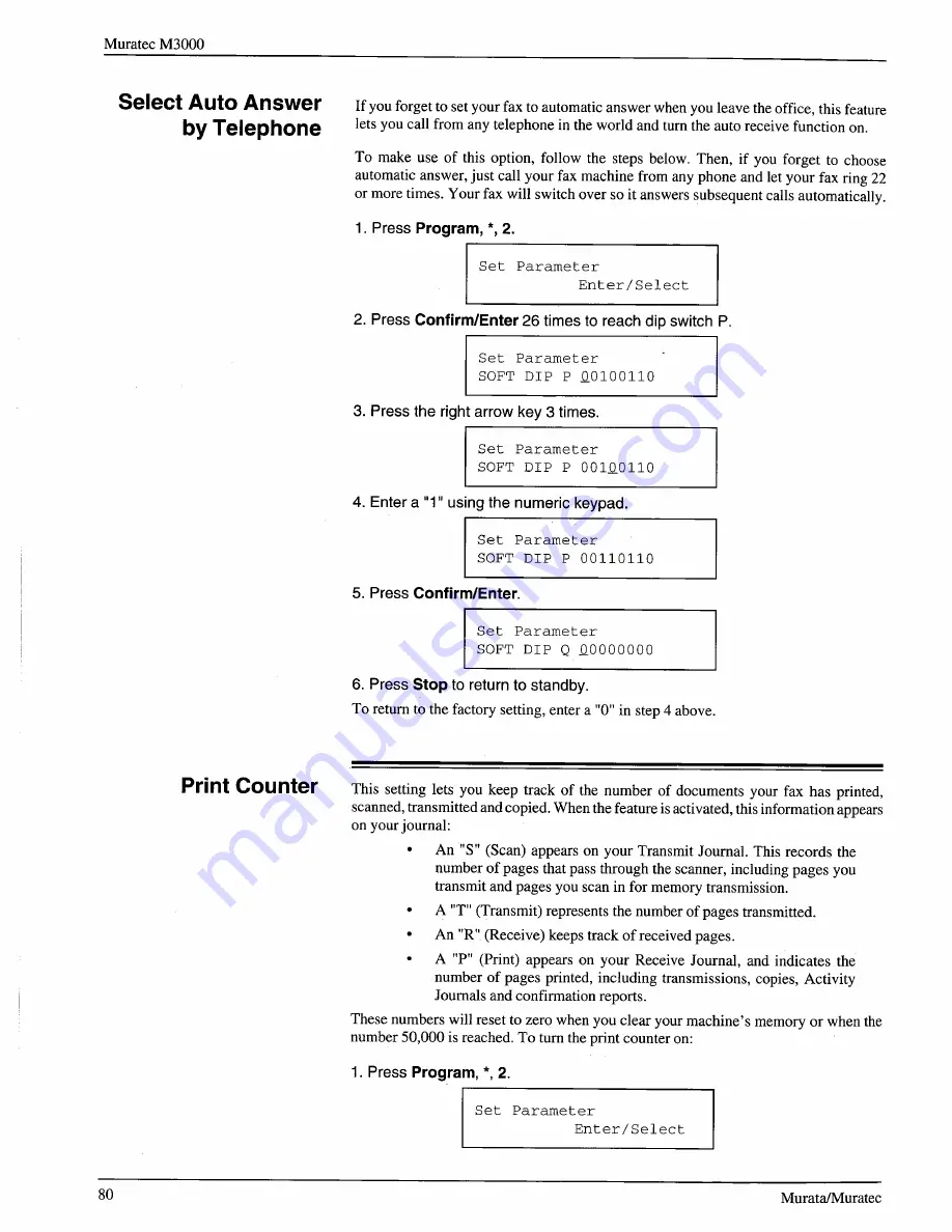 Muratec M-3000 Operating Instructions Manual Download Page 78