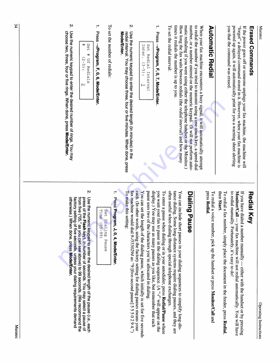 Muratec M-4500 Operating Instructions Manual Download Page 36