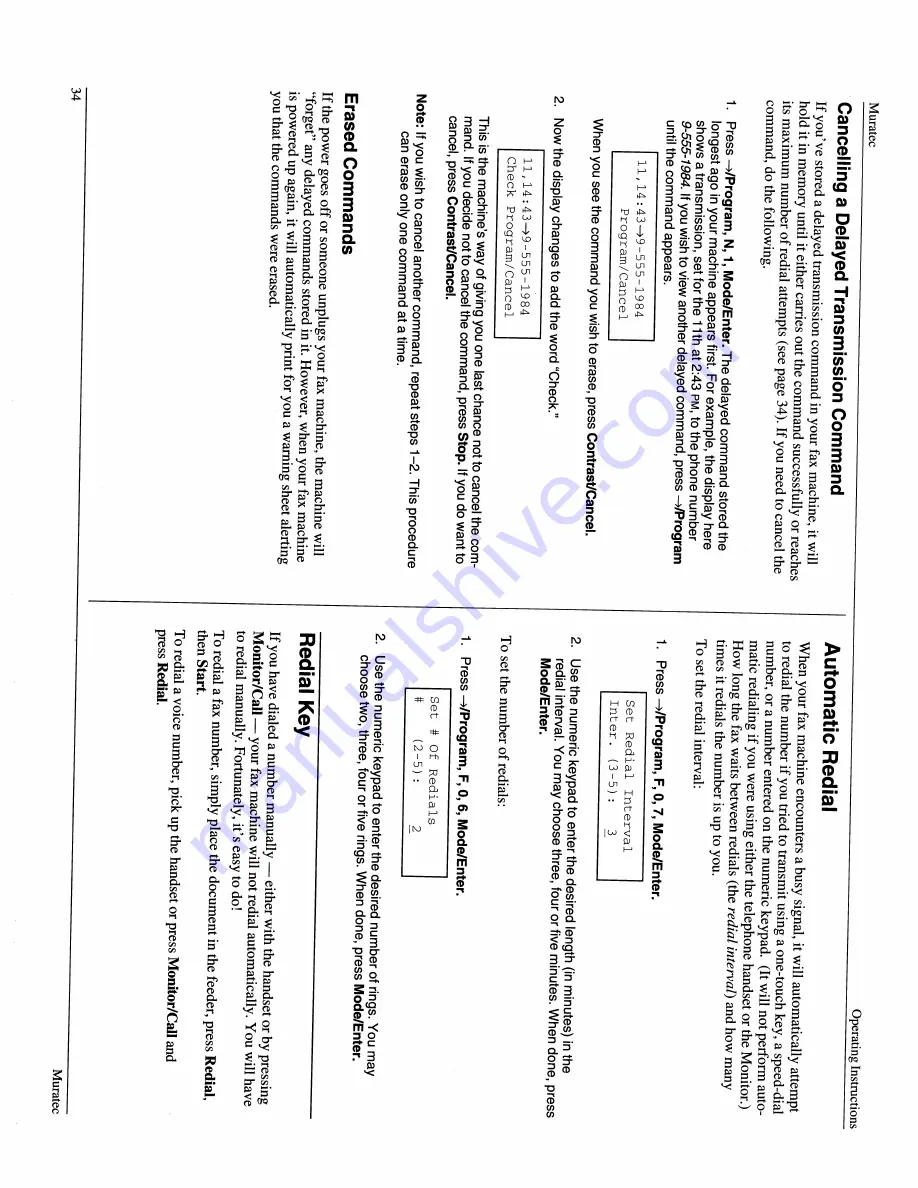 Muratec M-4700 Operating Instructions Manual Download Page 36