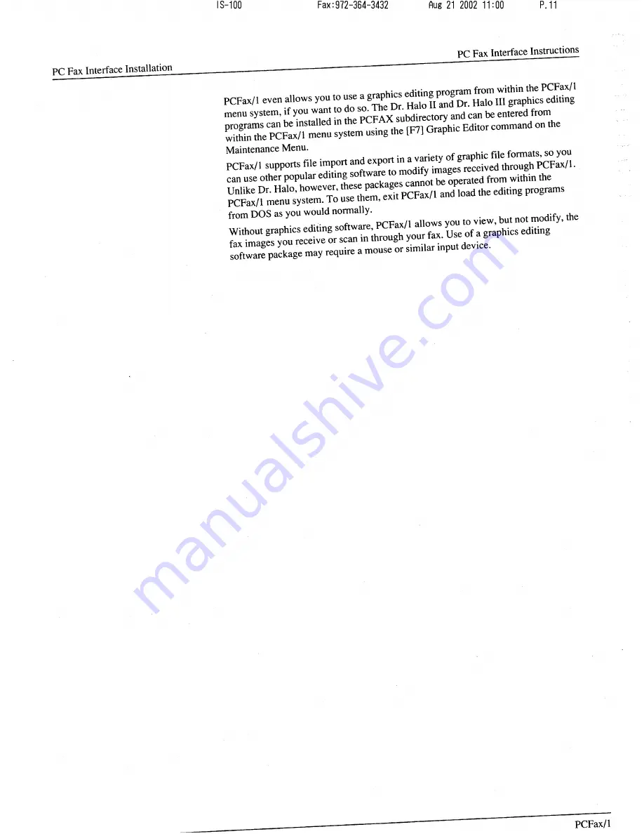 Muratec PCFAX1 Operating Instructions Manual Download Page 11