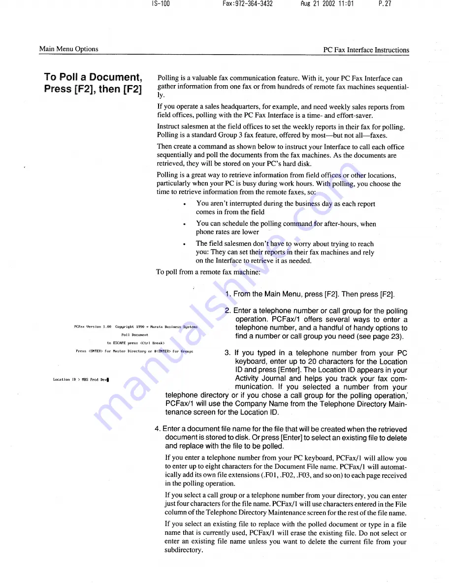 Muratec PCFAX1 Скачать руководство пользователя страница 27