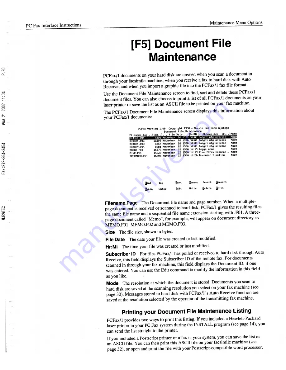 Muratec PCFAX1 Скачать руководство пользователя страница 64