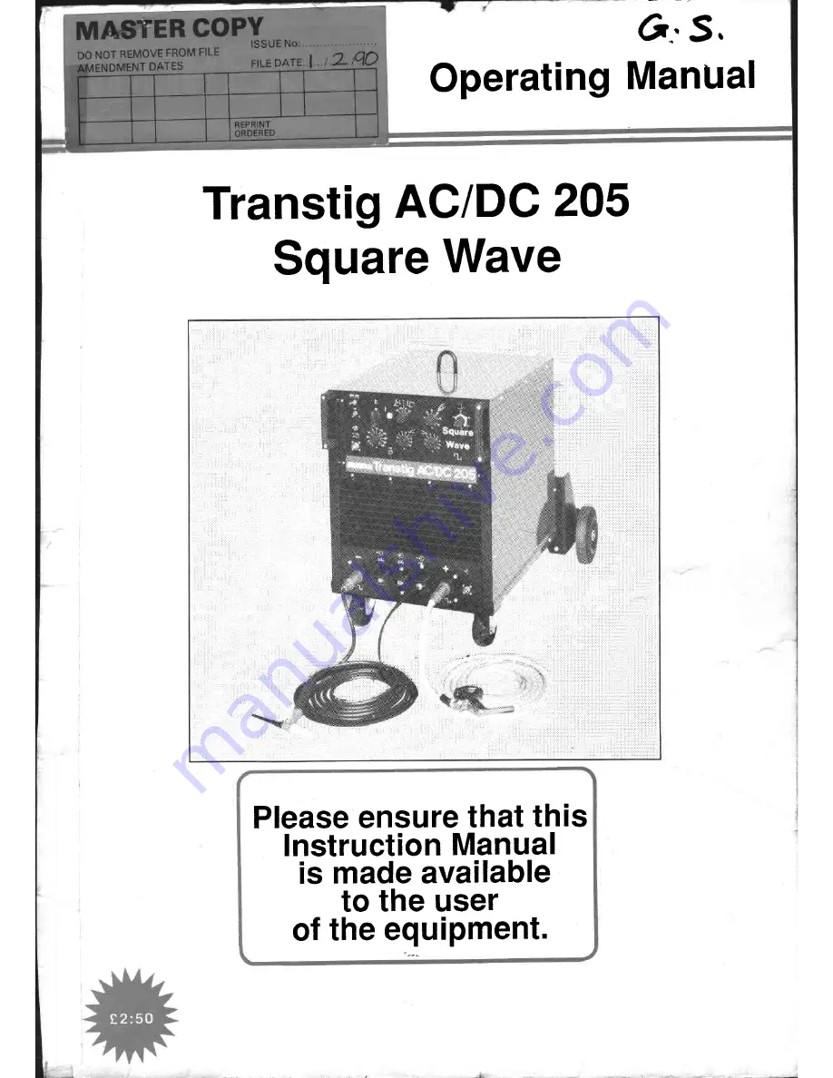 Murex Transtig AC/DC 205 Operating Manual Download Page 1