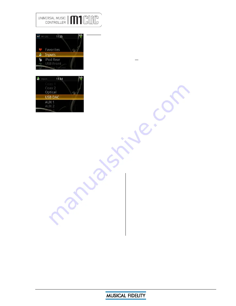 Musical Fidelity M1 Clic Instructions For Use Manual Download Page 17