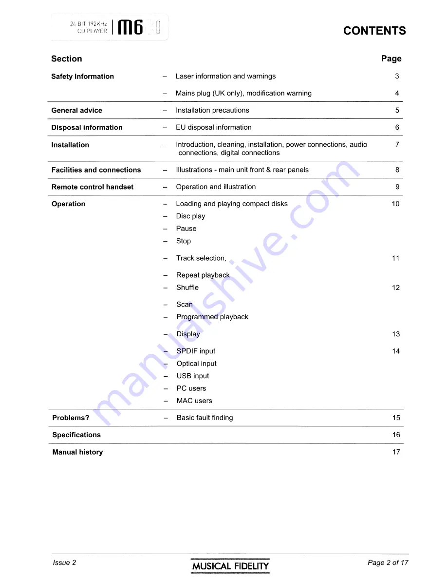 Musical Fidelity M6 series Installation Manual Download Page 3