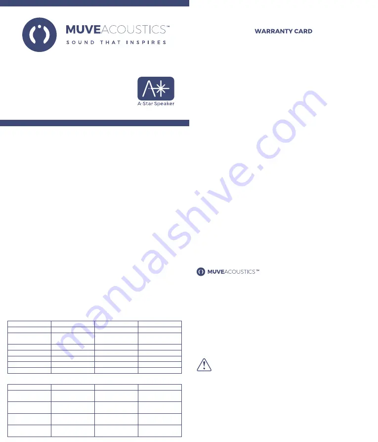 MUVEACOUSTICS A-Star User Manual And Warranty Download Page 1