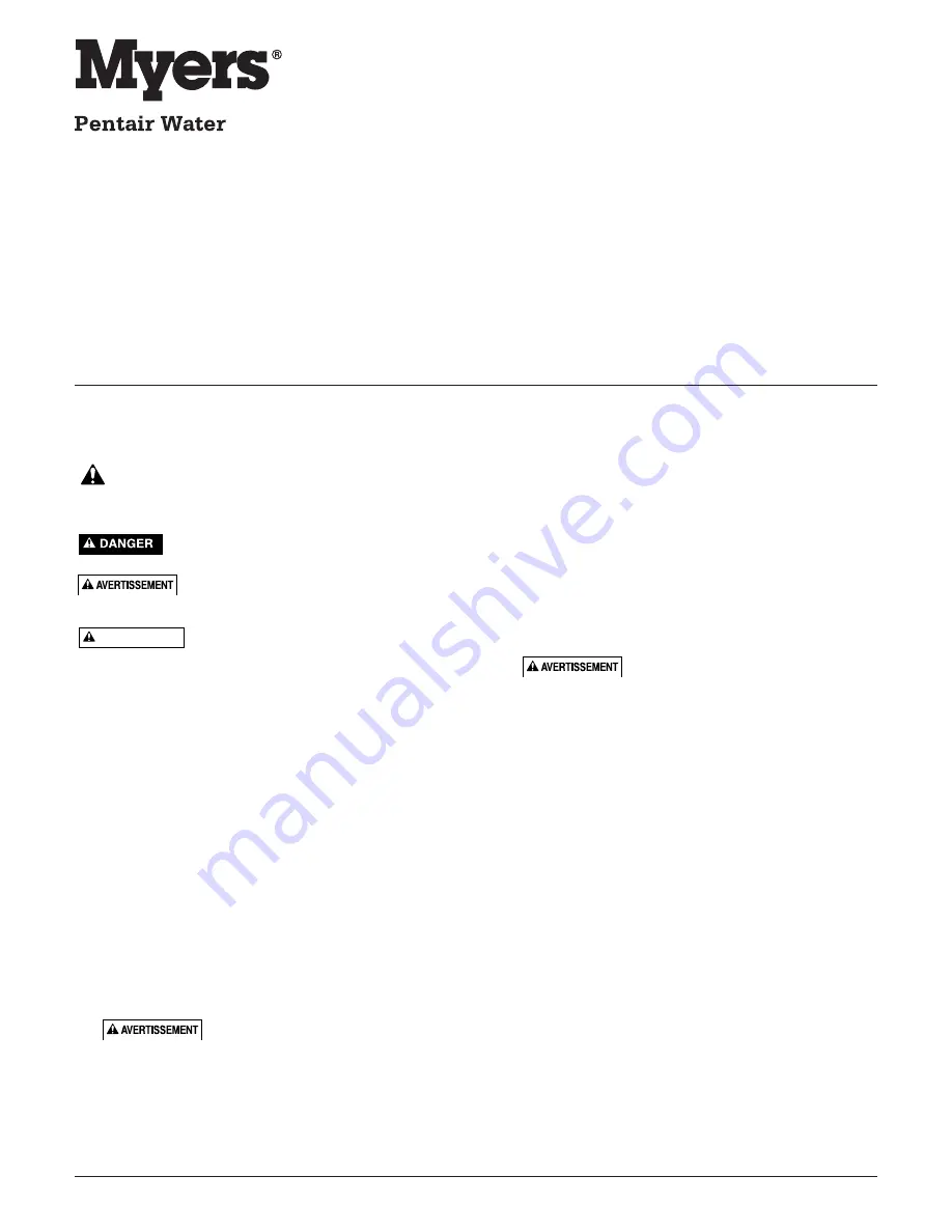 MYERS MC200MC4 Installation, Operation & Parts Manual Download Page 9