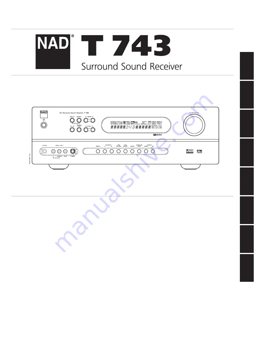 NAD T743 Скачать руководство пользователя страница 1