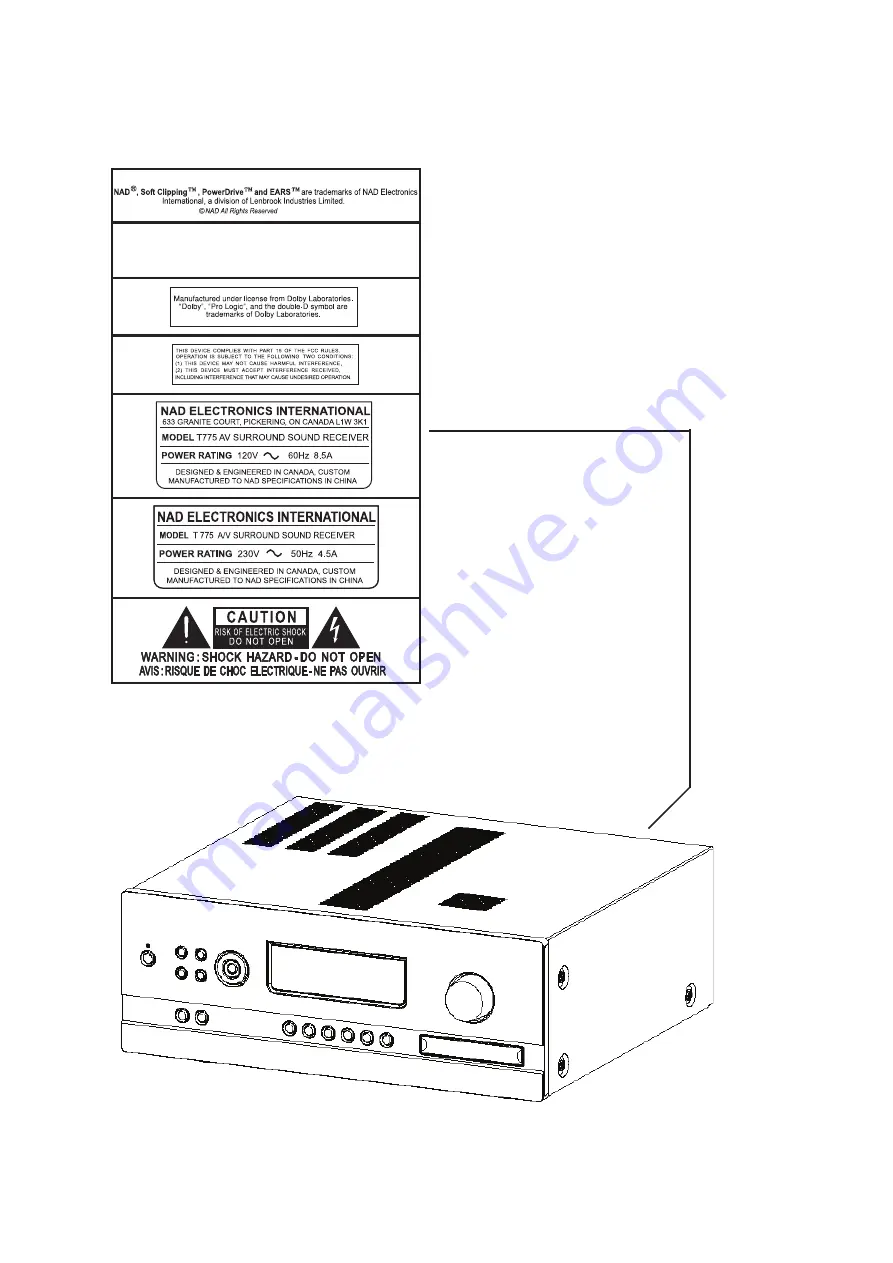 NAD T775 Скачать руководство пользователя страница 2