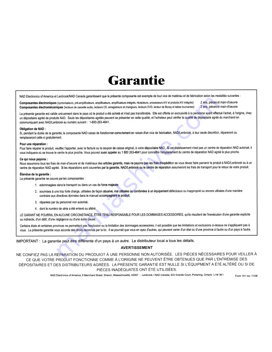 NAD T785 Owner'S Manual Download Page 55