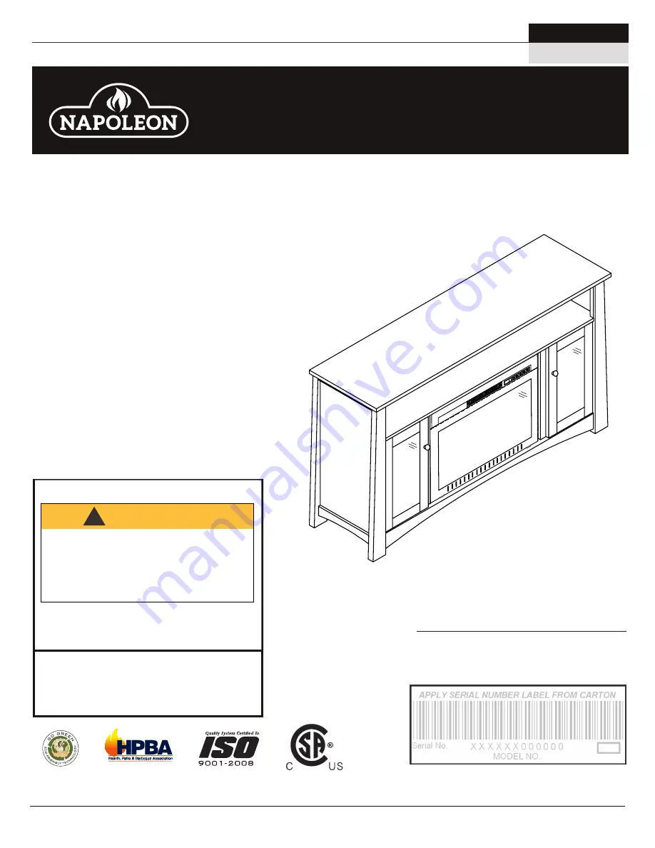 Napoleon NEFP24-2517W Installation Manual Download Page 1