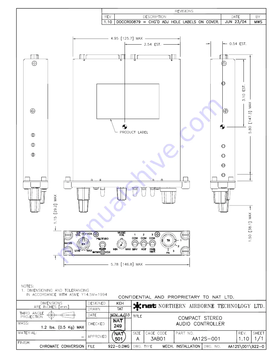 Nat AA12S Series Compact Audio Controller SM69 Installation And Operation Manual Download Page 27