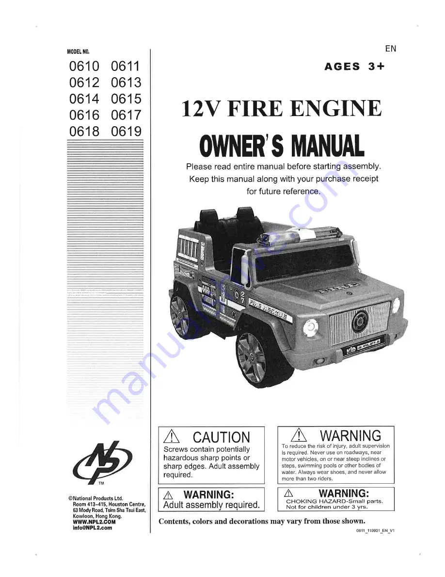 National Products 610 Owner'S Manual Download Page 1