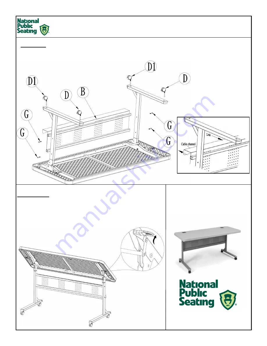 National Public Seating Plastic Flip-n-Store Table Assembly Instructions Download Page 3