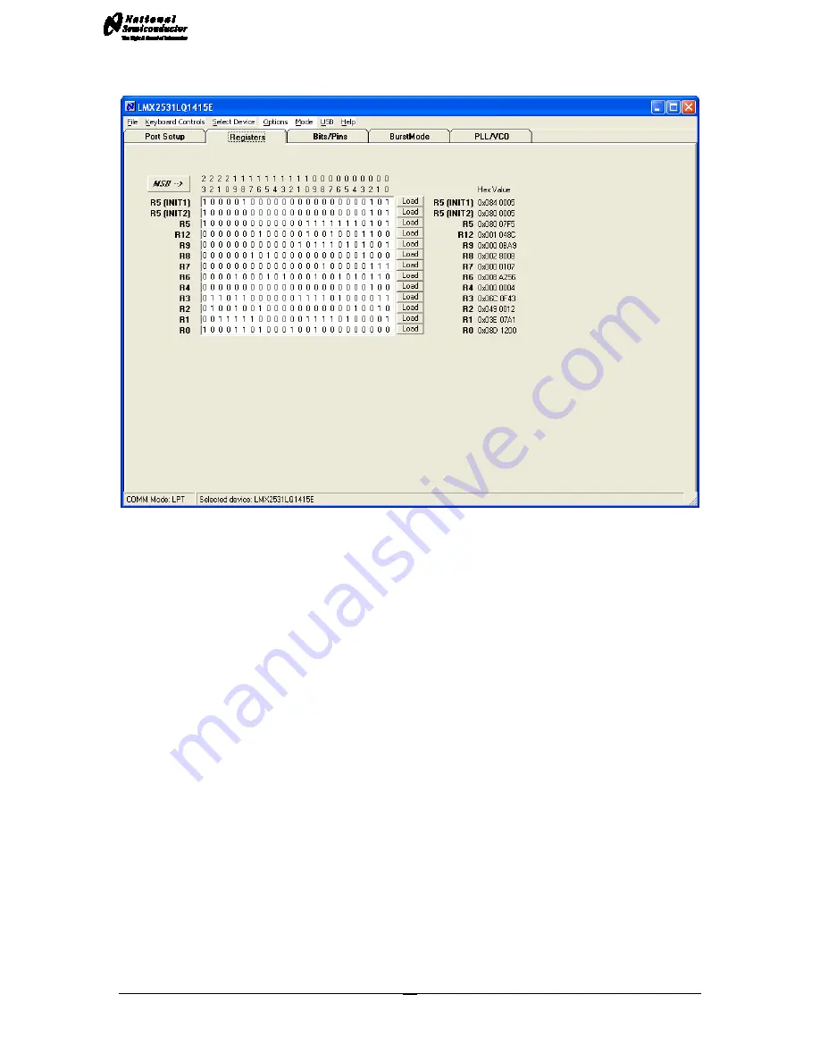 National Semiconductor LMX2531LQ1415E Operating Instructions Manual Download Page 15