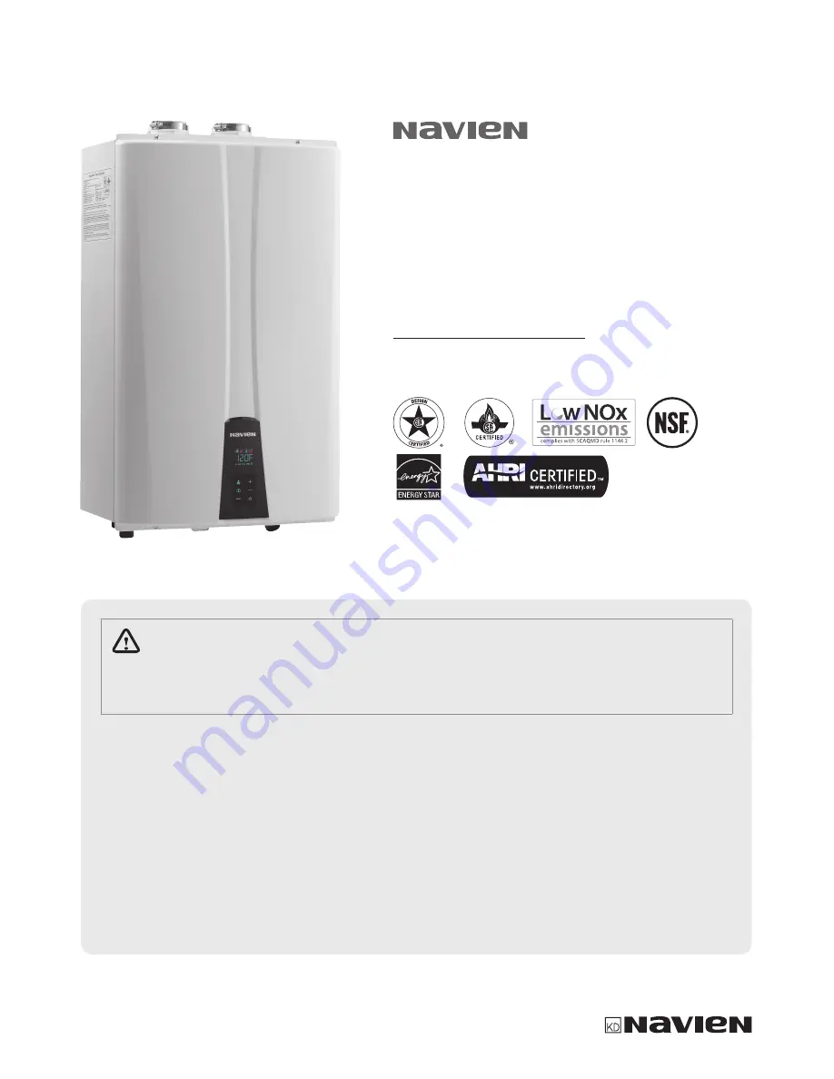 Navien NPE-180A User Manual Download Page 1