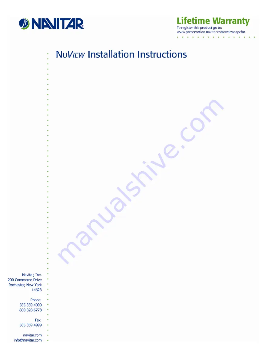 Navitar 647MCL1028 Installation Instructions Download Page 1