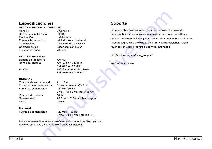 Naxa NPB-254 Instruction Manual Download Page 32