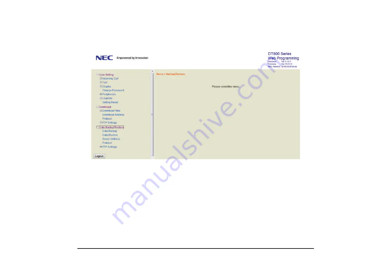 NEC DT410 Series User Manual Download Page 248