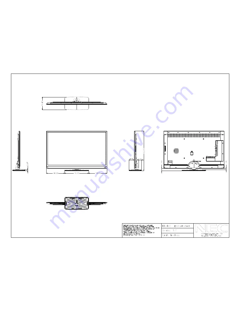 NEC E553 Product Dimensions Download Page 1