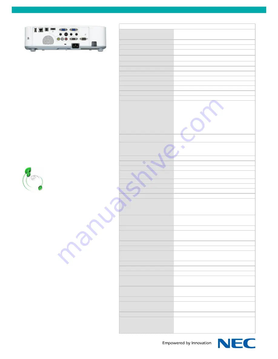 NEC M300X Series Technical Specifications Download Page 2