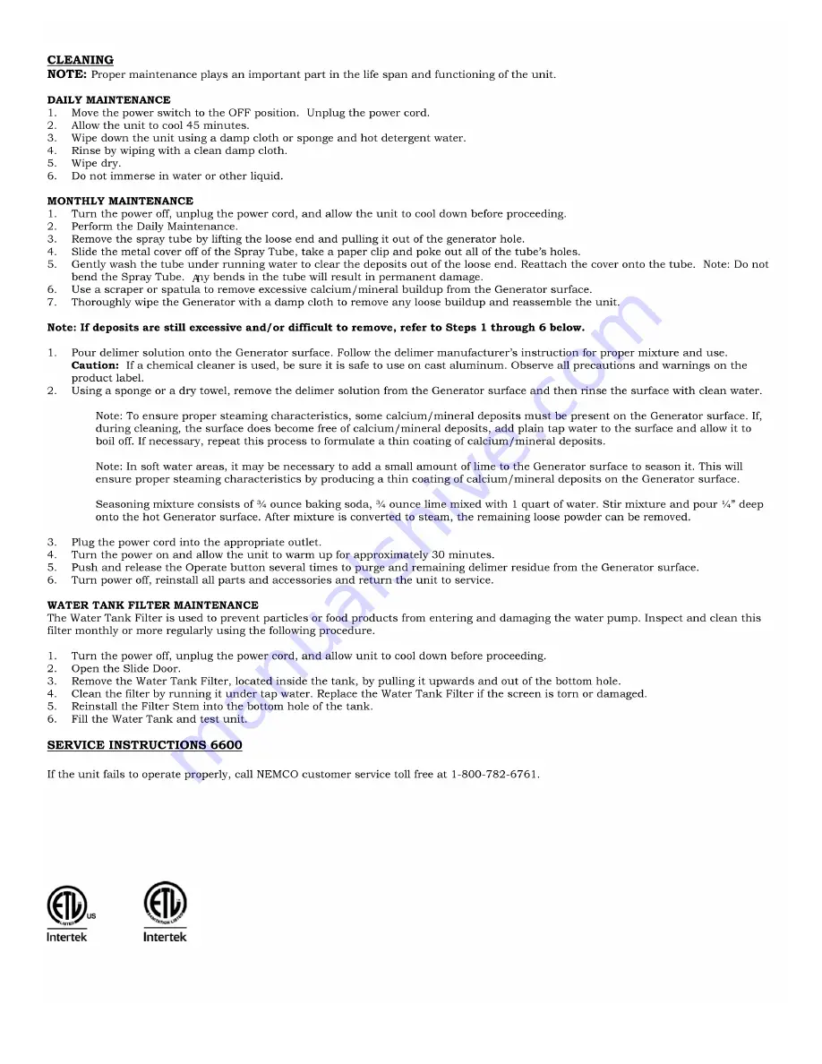 Nemco 6600 Operating Instructions Download Page 2