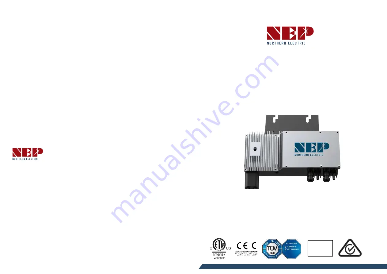 NEP BDM-300X2-208A Installation And Operation Manual Download Page 1