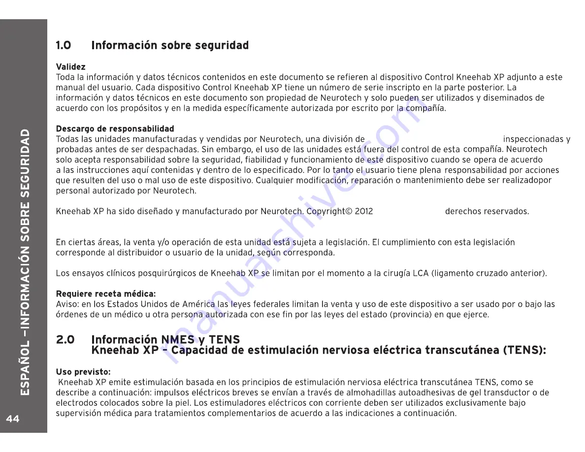 Neurotech 412 Instructions For Use Manual Download Page 44