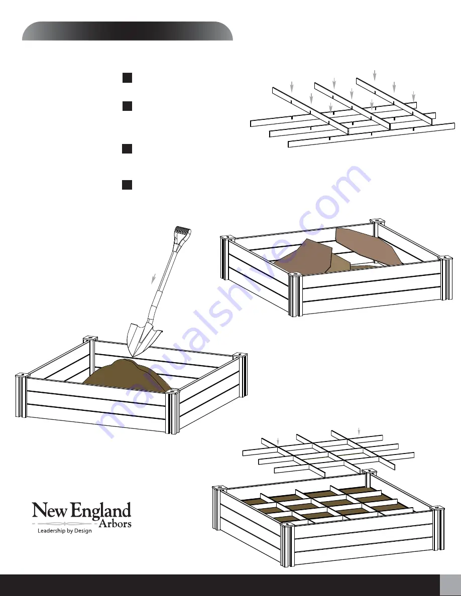 New England Arbors White Garden Bed with GroGrid Assembly Instructions Download Page 3