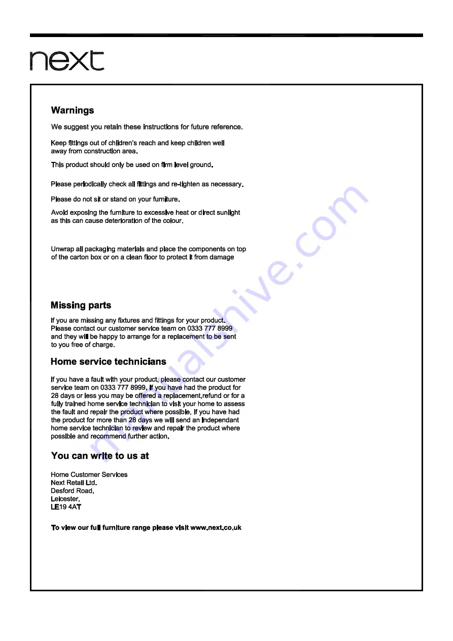 Next 974970 Assembly Instructions Manual Download Page 20